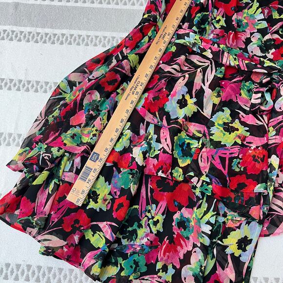 Tahari Plus Size 16W Sleeveless Floral Wrap Dress Ruffle Tiered Hem Bright Fun - Picture 6 of 11